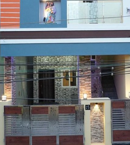 Newly built residence at night