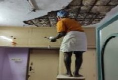 Ceiling plaster scraping and repair