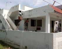 Exterior renovation work in progress
